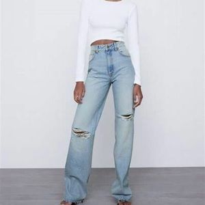 Zara Light Blue Flare & Wide Leg Jeans